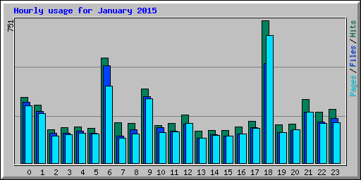 Hourly usage for January 2015