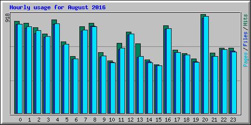 Hourly usage for August 2016